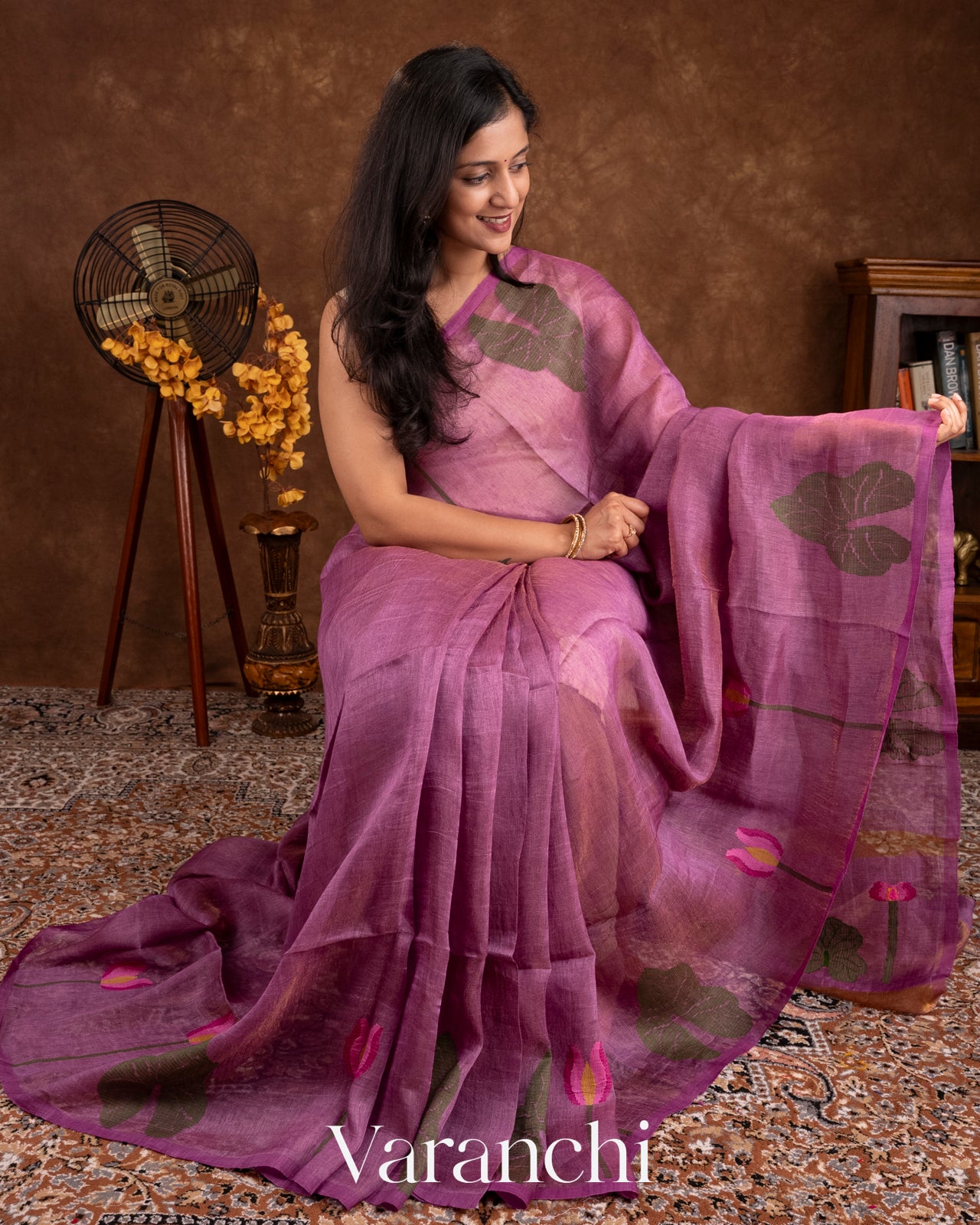 Light Purple Jamdani Pure Tissue Silk Linen Handloom Saree