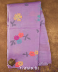 Lilac Jamdani Pure Silk Linen Handloom Saree