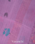 Lilac Jamdani Pure Silk Linen Handloom Saree