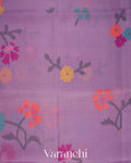 Lilac Jamdani Pure Silk Linen Handloom Saree