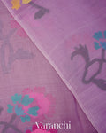 Lilac Jamdani Pure Silk Linen Handloom Saree