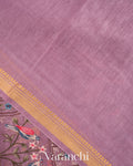 Soft Lilac All-Over Embroidered Pure Silk Linen Saree