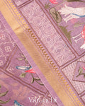 Soft Lilac All-Over Embroidered Pure Silk Linen Saree