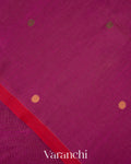 Mulberry Magenta Jamdani Pure Silk Linen Handloom Saree