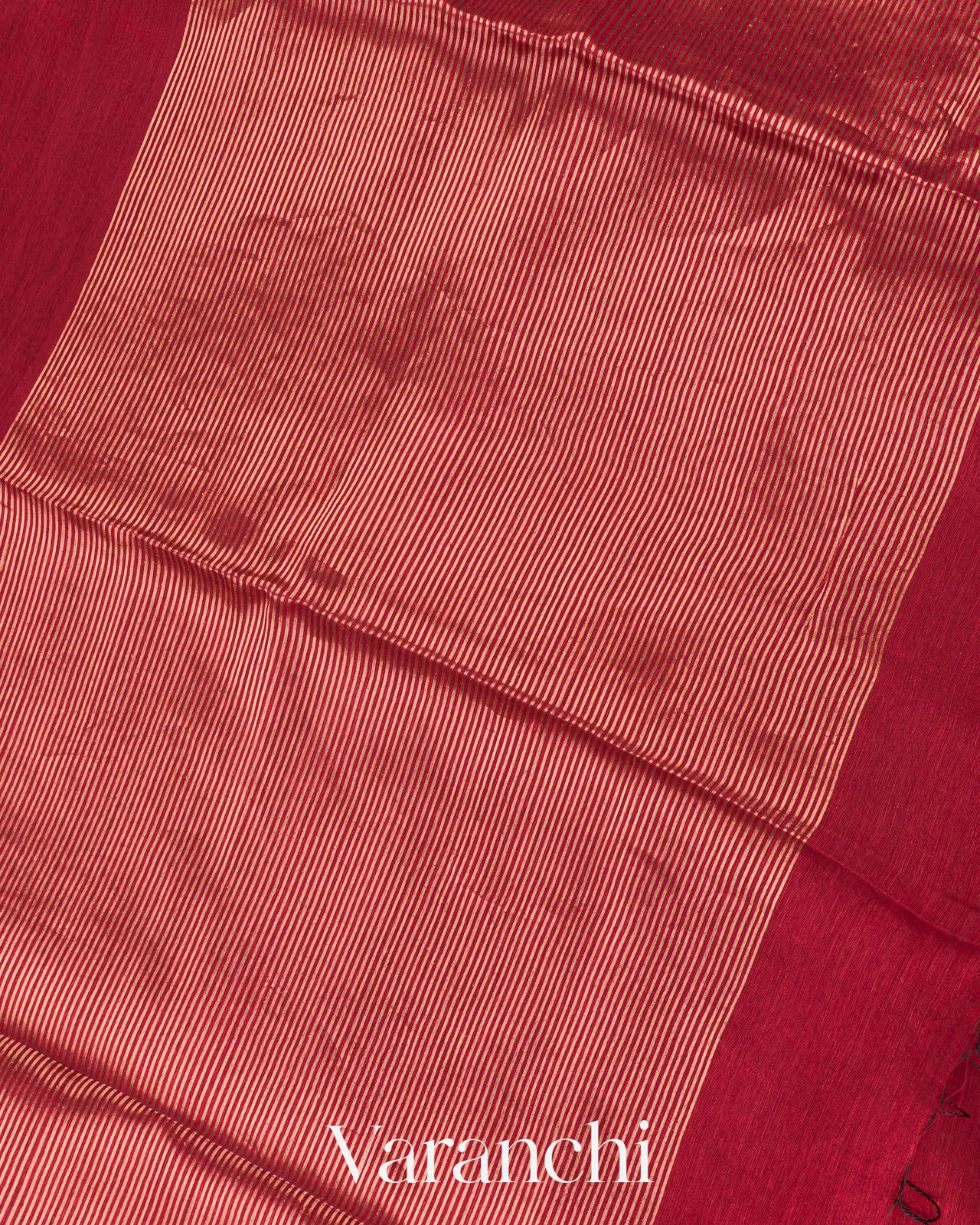 Rust Maroon Jamdani Pure Silk Linen Handloom Saree