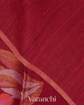 Rust Maroon Jamdani Pure Silk Linen Handloom Saree