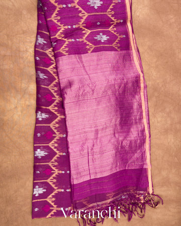 Orchid Purple Dhakai Jamdani Pure Muslin Silk Handloom Saree