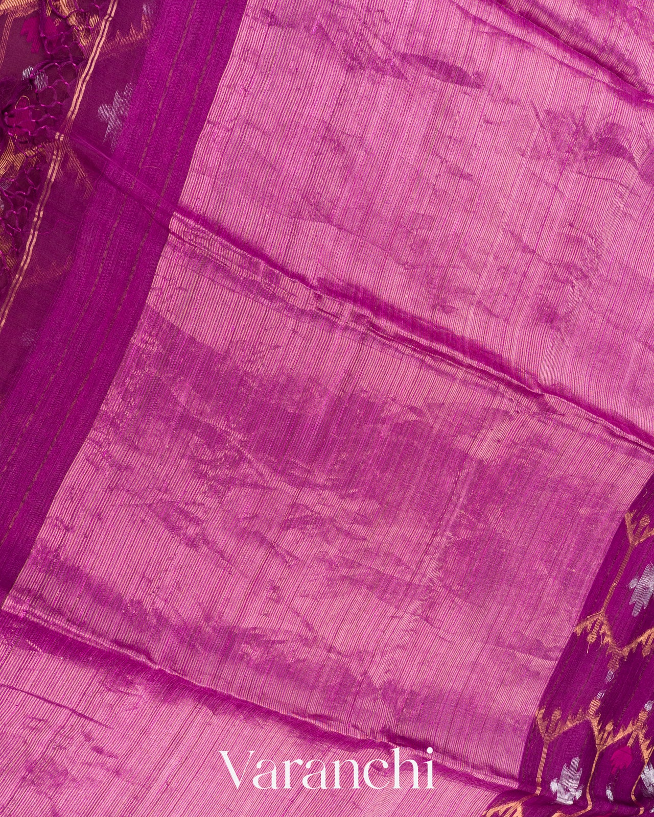 Orchid Purple Dhakai Jamdani Pure Muslin Silk Handloom Saree