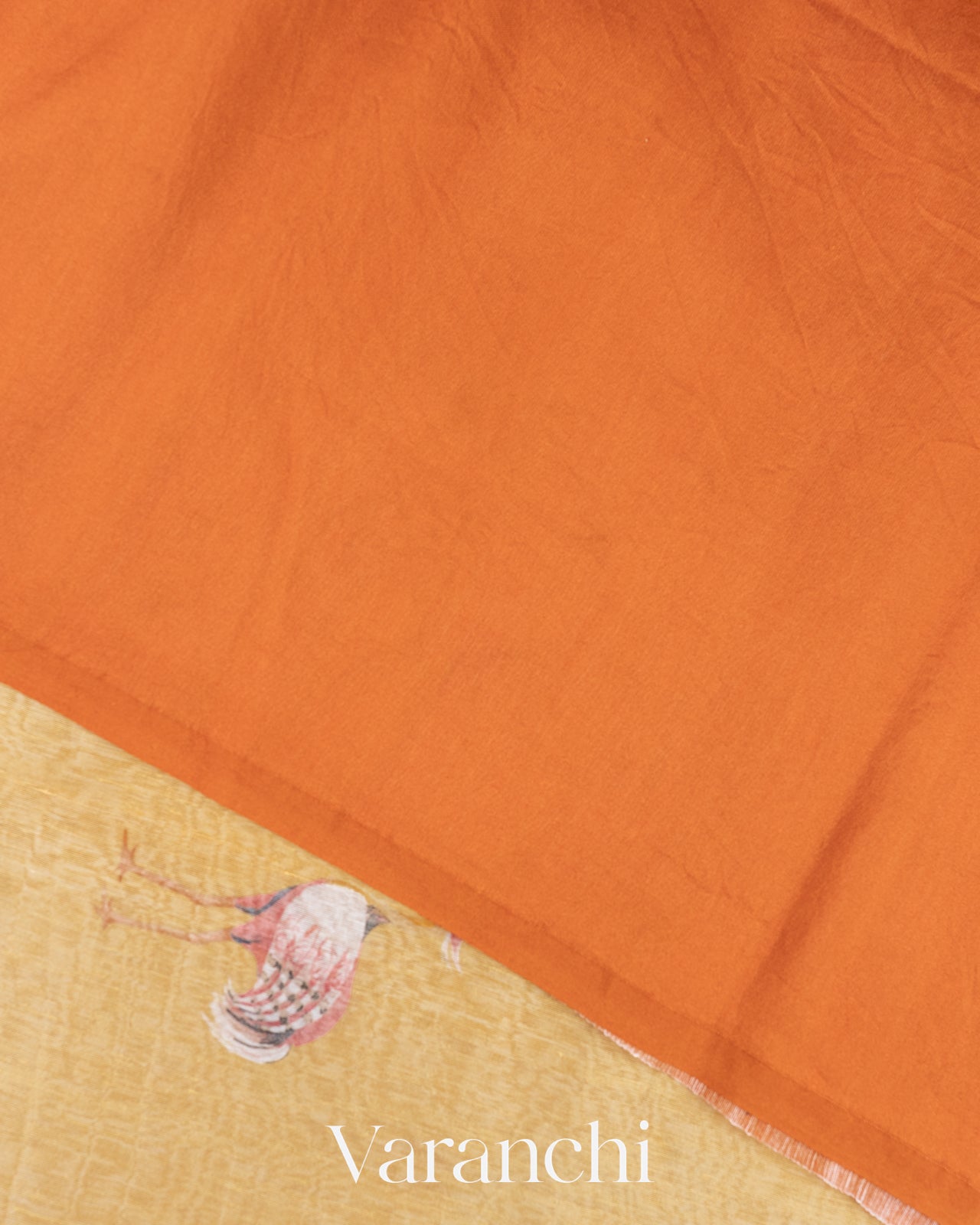 Sandal Yellow Floral Printed Pure Silk Linen Saree