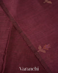 Wine Maroon Jamdani Pure Silk Linen Handloom Saree 