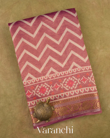 Purple Patola Printed Pure Silk Cotton Tissue Saree