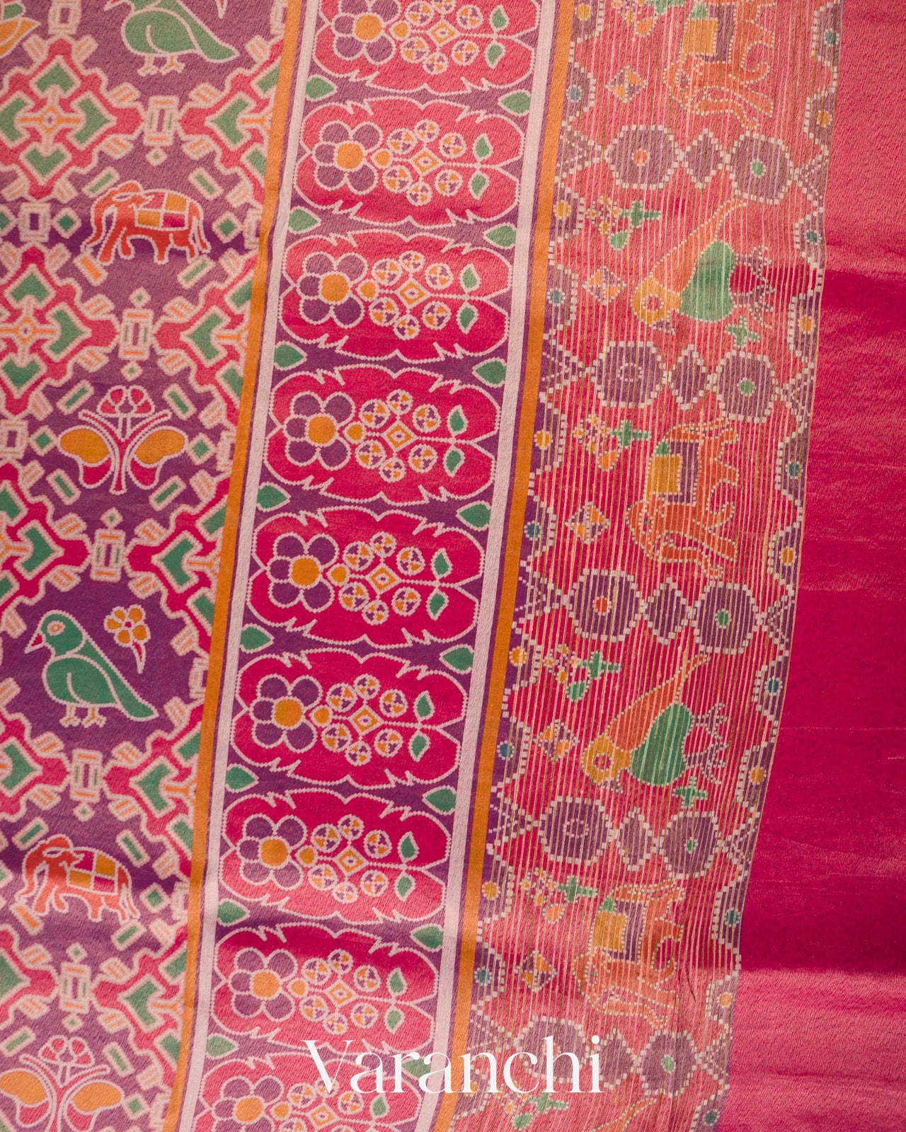 Dusty Purple Patola Printed Pure Silk Cotton Tissue Saree 