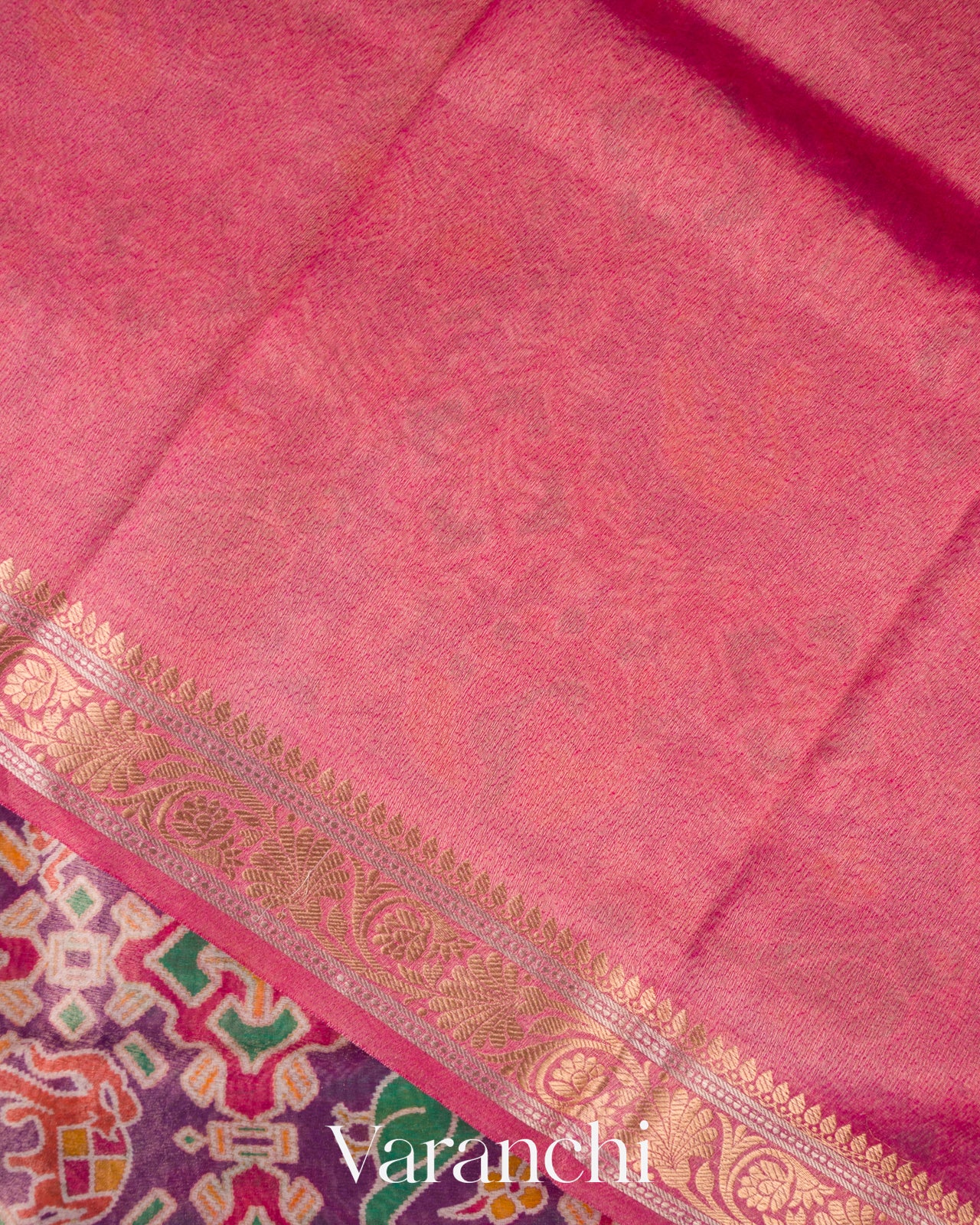 Dusty Purple Patola Printed Pure Silk Cotton Tissue Saree 