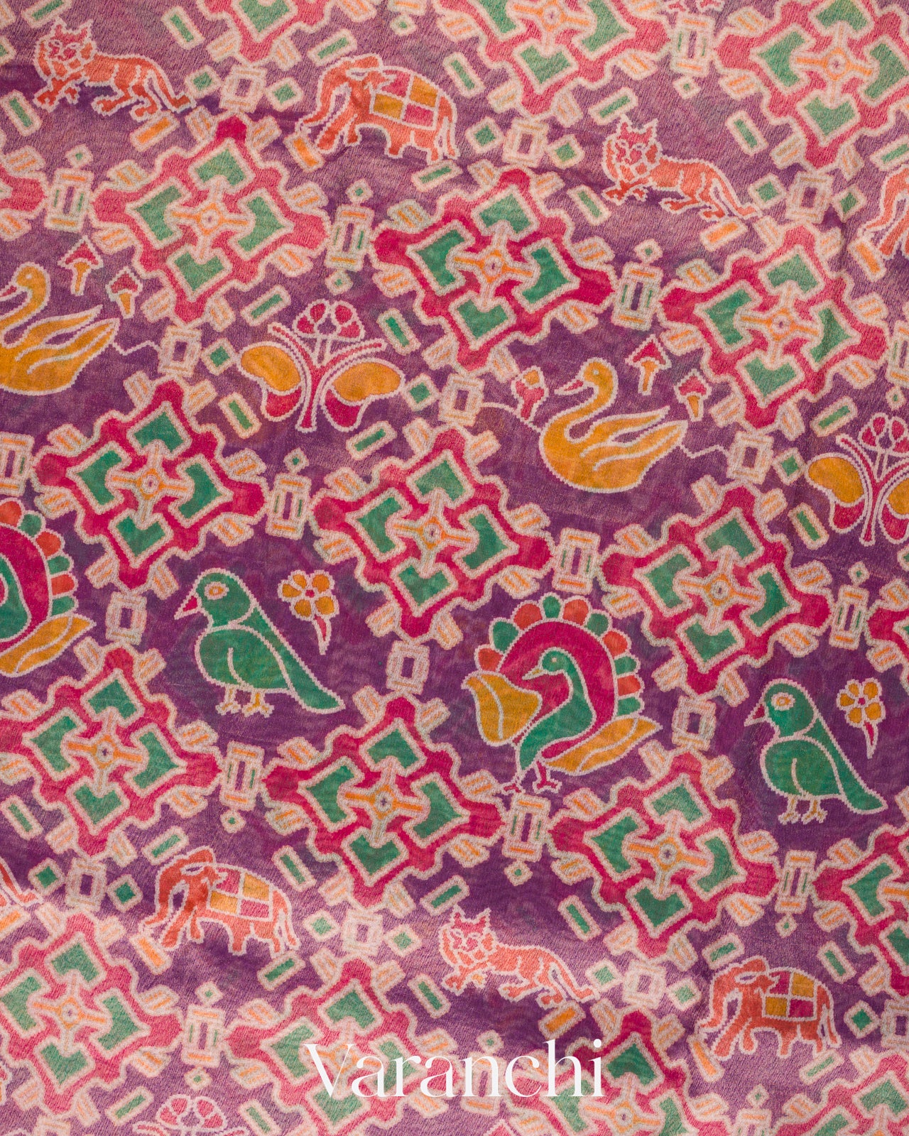 Dusty Purple Patola Printed Pure Silk Cotton Tissue Saree 