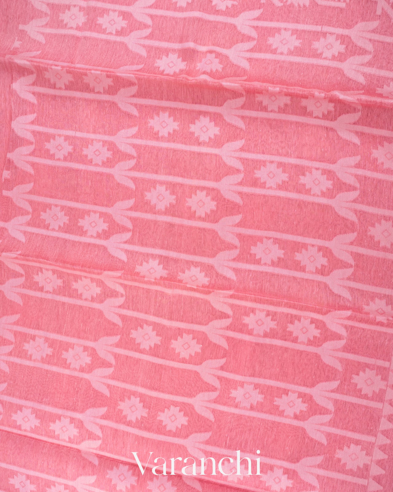 Baby Pink Dhakai Jamdhani Pure Muslin Silk Handloom Saree