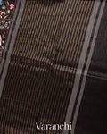 Black All-Over Embroidered Pure Silk Linen Saree