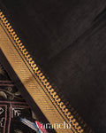 Black All-Over Embroidered Pure Silk Linen Saree