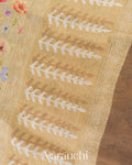 Light Beige Floral Printed Pure Silk Linen Saree