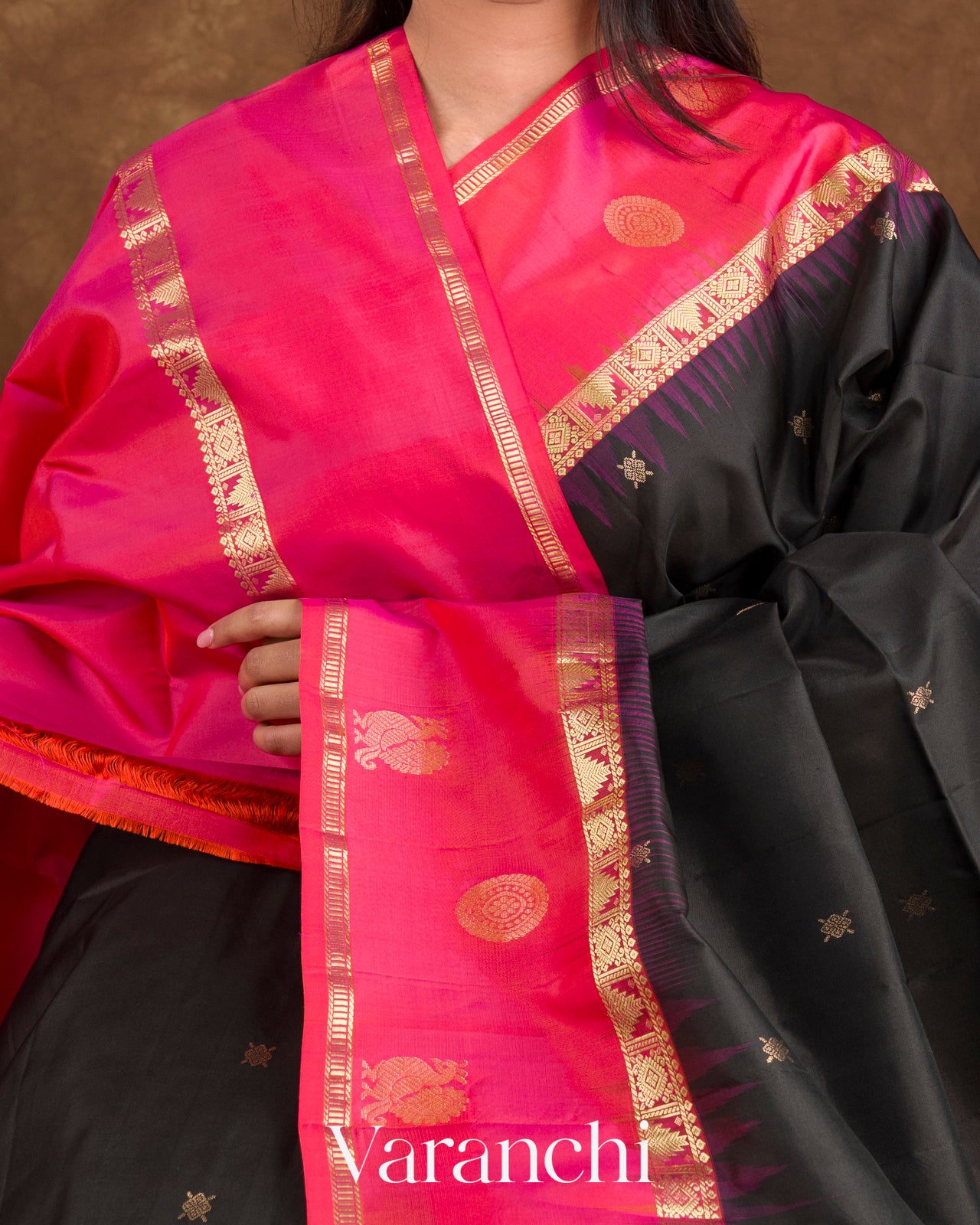 Soft Black Pure Soft Silk Handloom Saree
