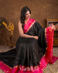 Soft Black Pure Soft Silk Handloom Saree