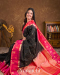Soft Black Pure Soft Silk Handloom Saree