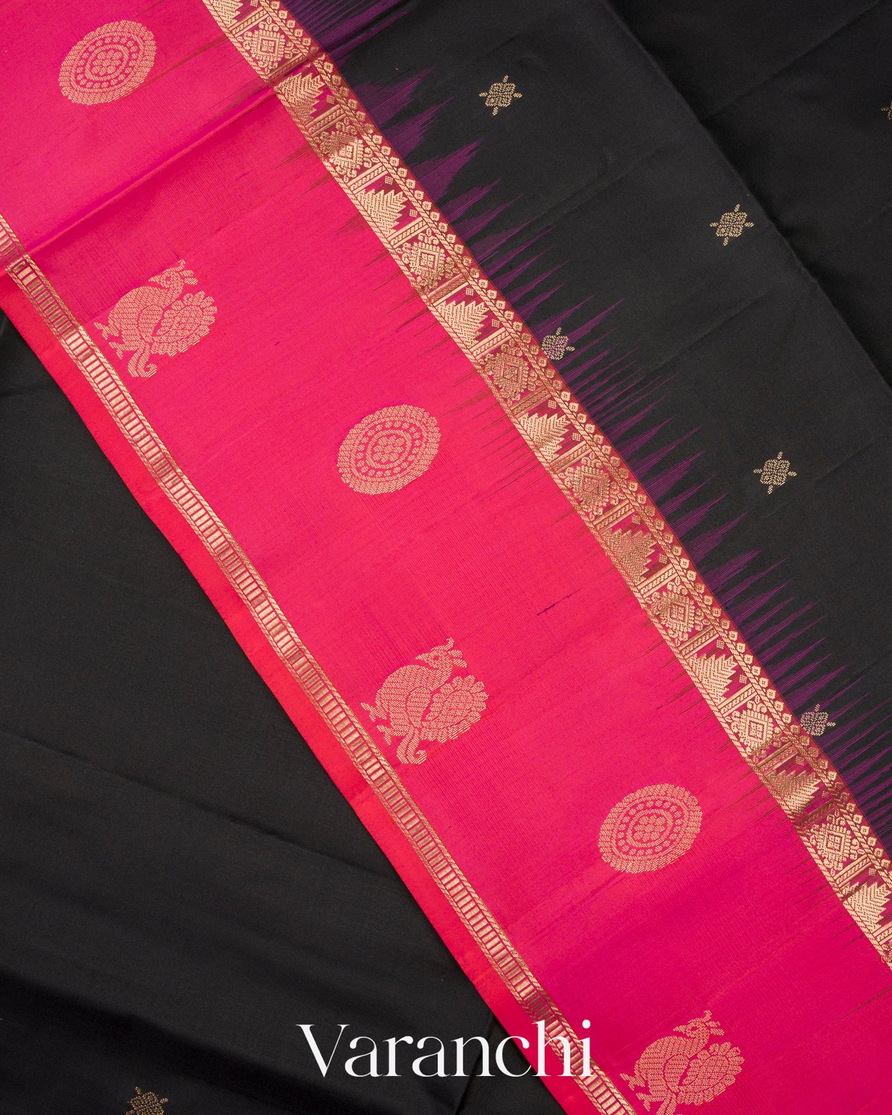 Soft Black Pure Soft Silk Handloom Saree
