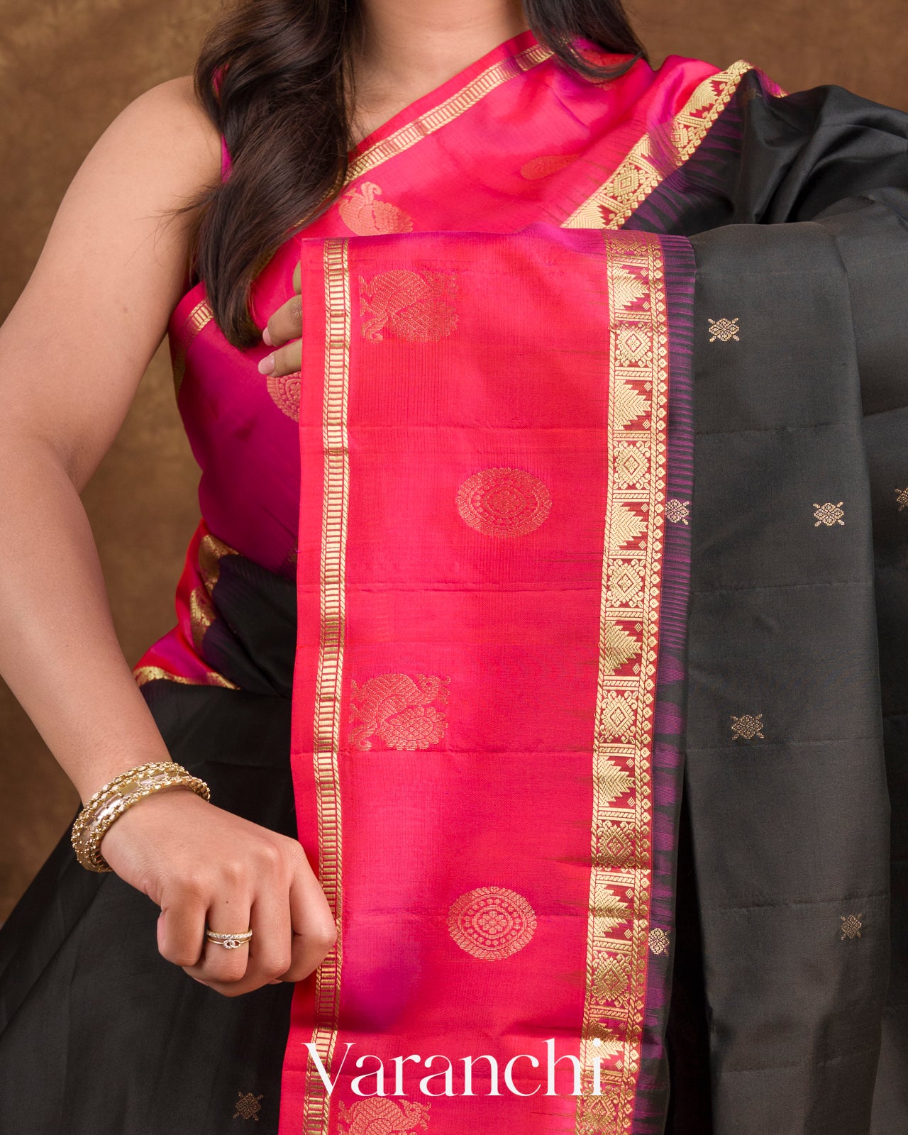 Soft Black Pure Soft Silk Handloom Saree