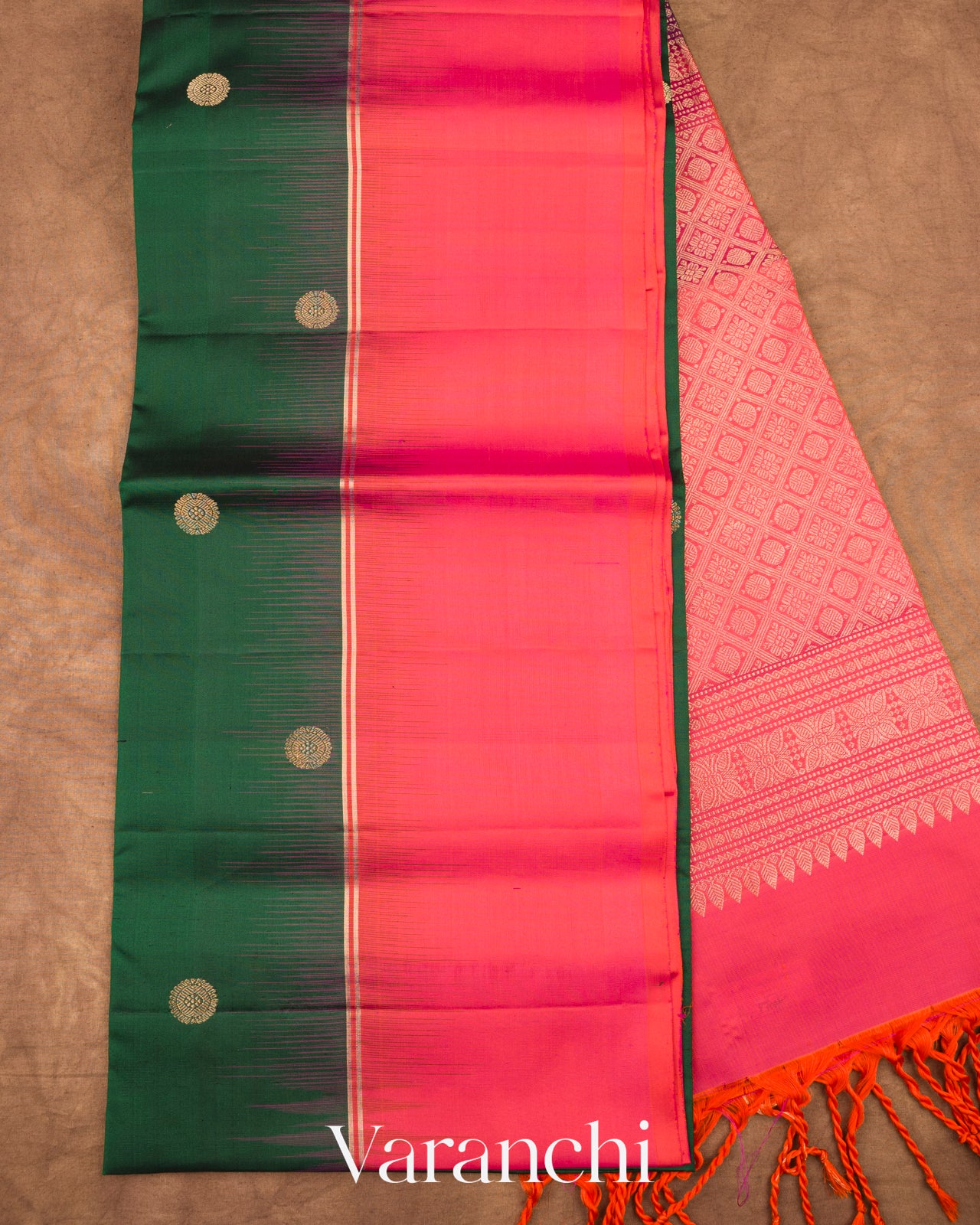 Deep Green Pure Soft Silk Handloom Saree