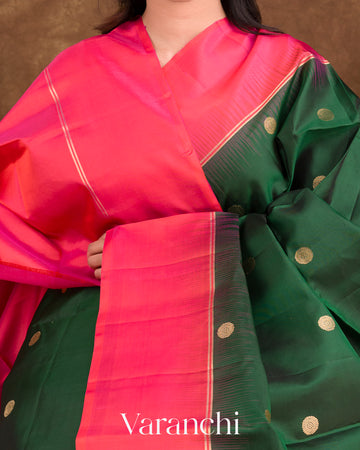 Deep Green Pure Soft Silk Handloom Saree