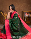 Deep Green Pure Soft Silk Handloom Saree