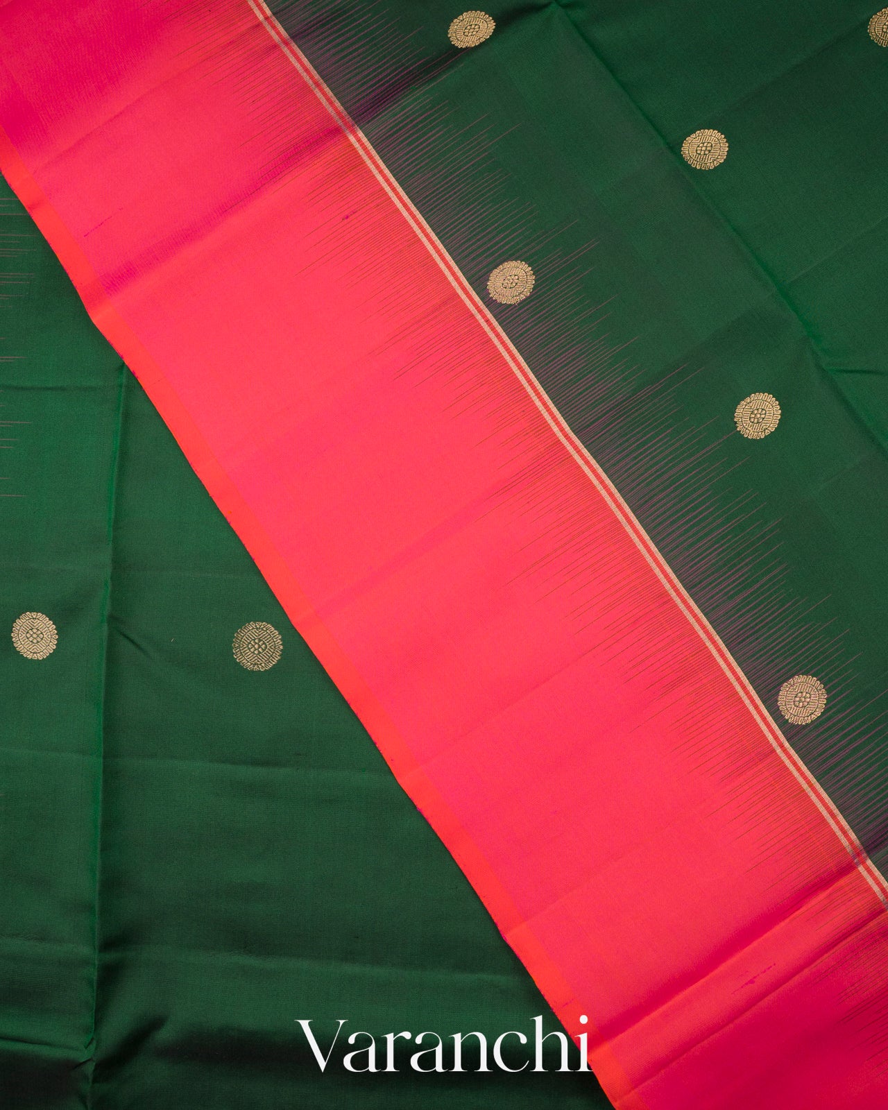 Deep Green Pure Soft Silk Handloom Saree