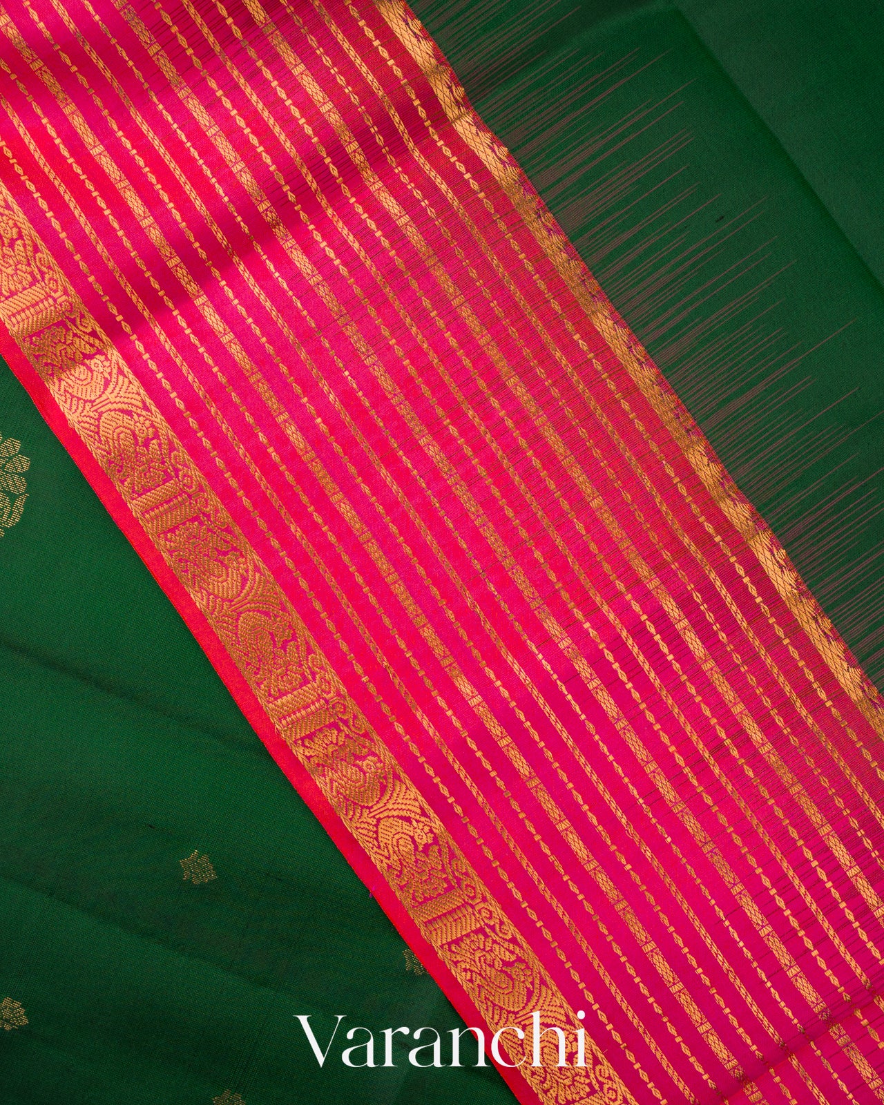 Bottle Green Pure Soft Silk Handloom Saree