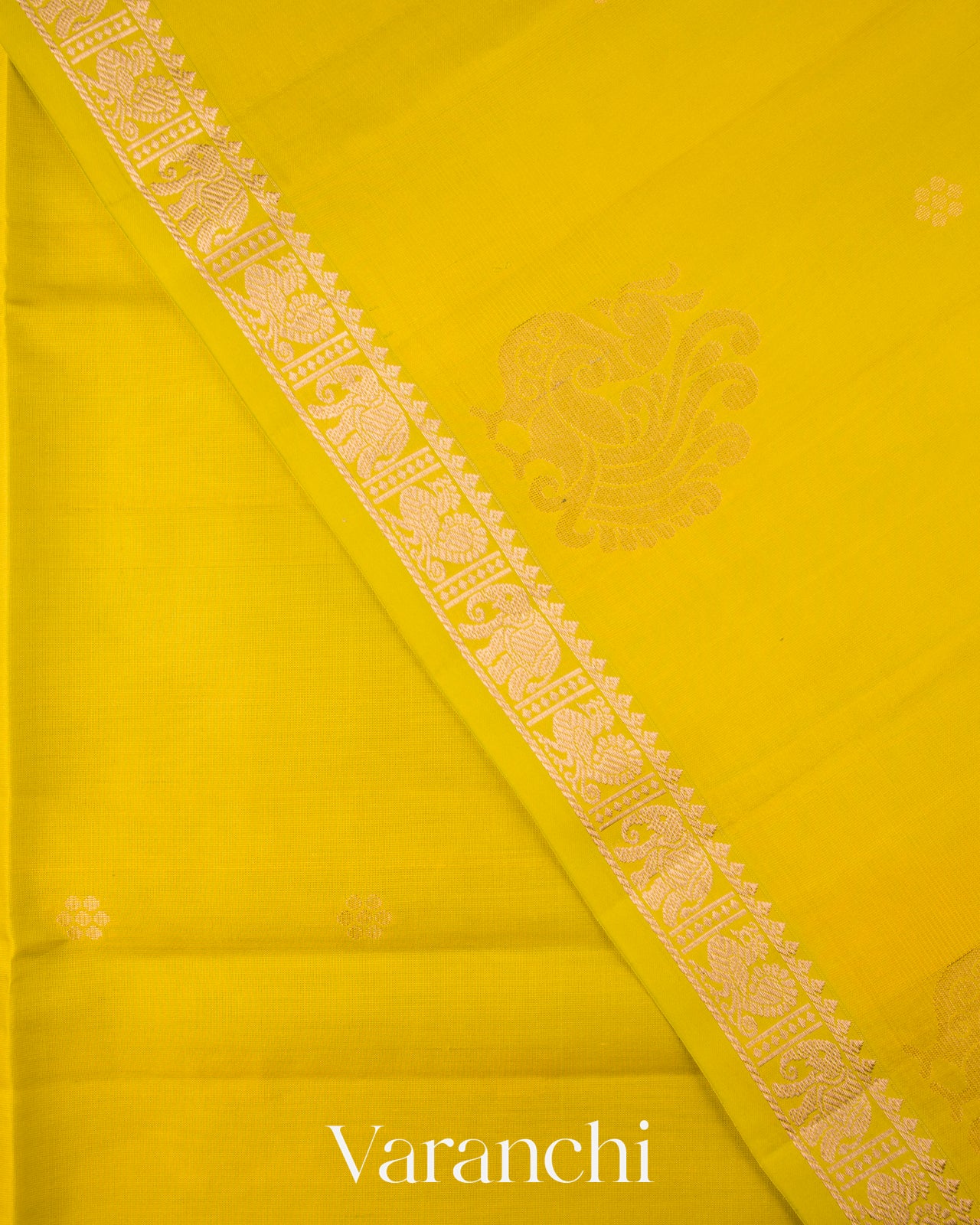 Lime Yellow-Green Pure Soft Silk Handloom Saree