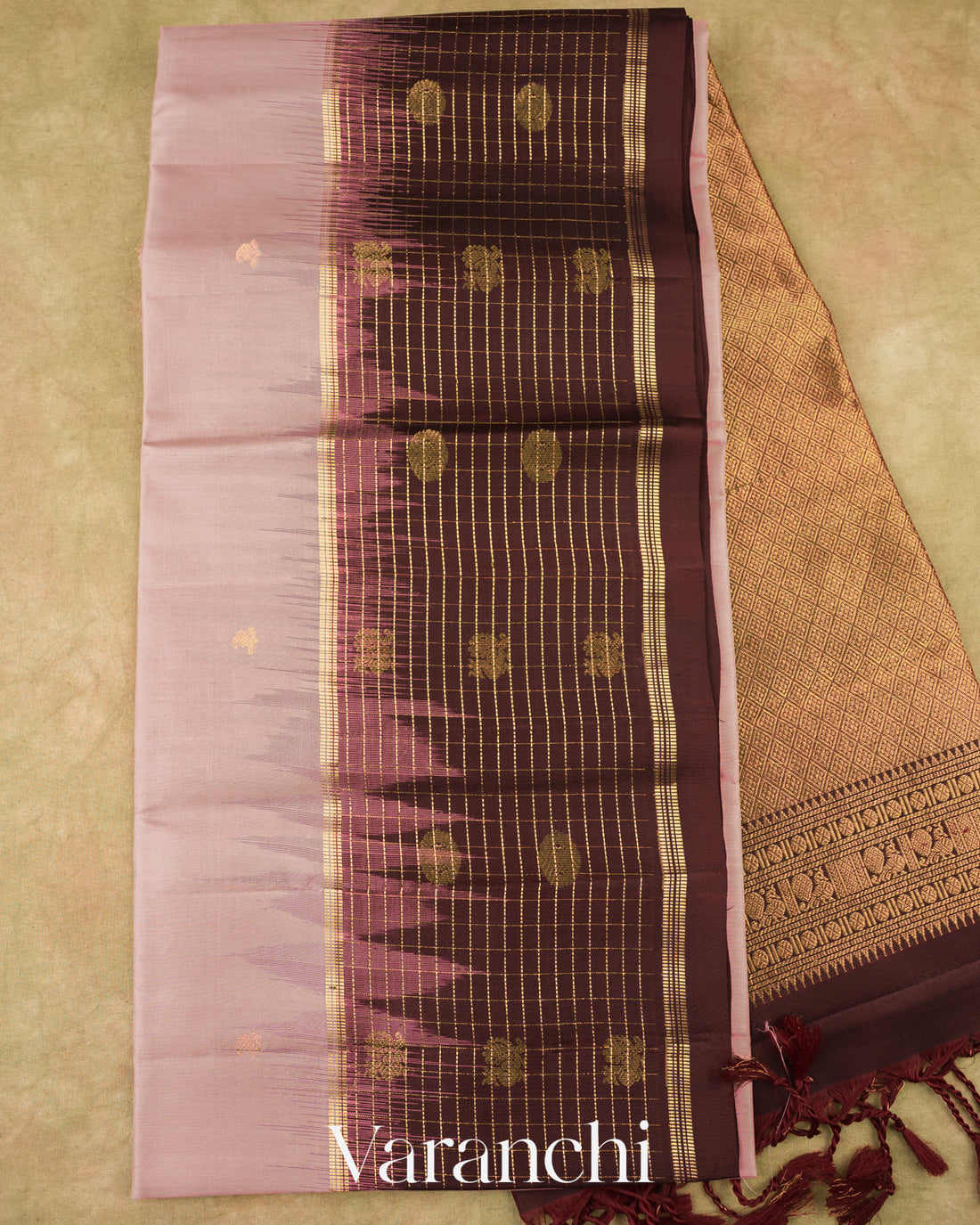 Powdered Rose Mauven Pure Soft Silk Handloom Saree