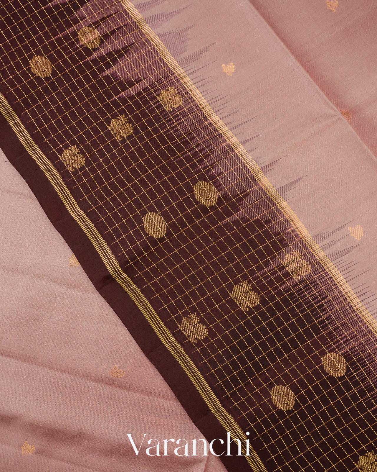 Powdered Rose Mauven Pure Soft Silk Handloom Saree