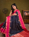 Navy Blue Pure Soft Silk Handloom Saree