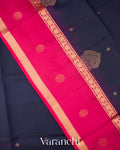 Navy Blue Pure Soft Silk Handloom Saree