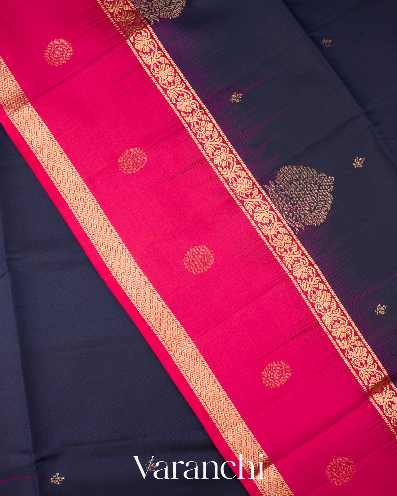 Navy Blue Pure Soft Silk Handloom Saree