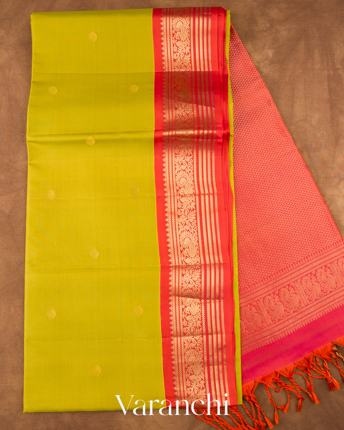 Bright Lime Yellow Pure Soft Silk Handloom Saree 