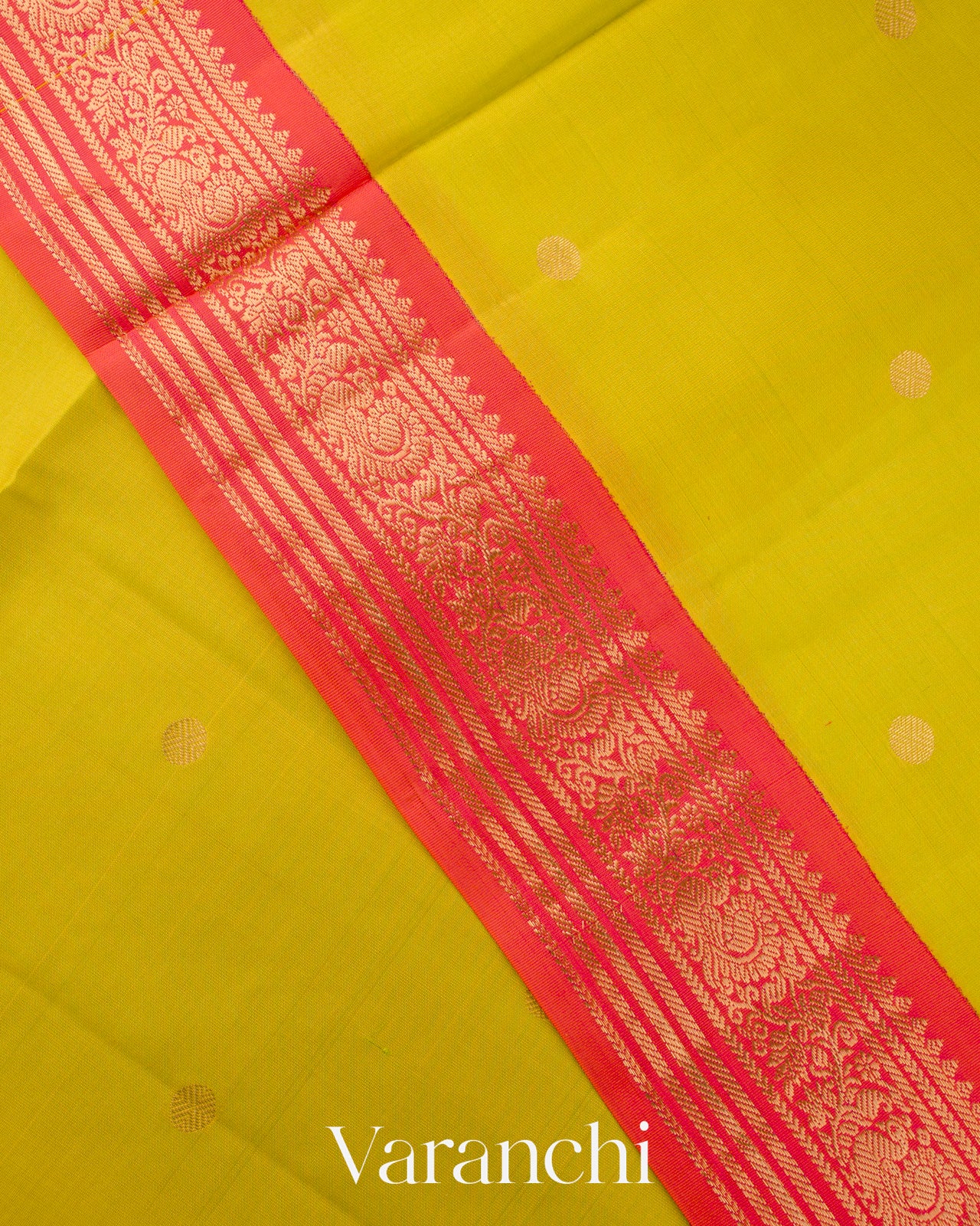 Bright Lime Yellow Pure Soft Silk Handloom Saree 