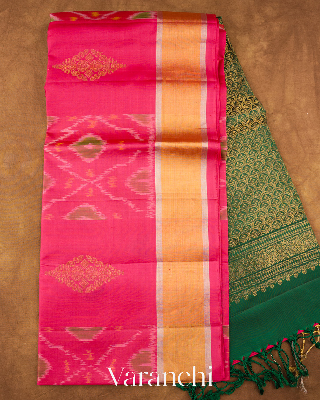 Rani Pink Pochampally Pure Soft Silk Handloom Saree