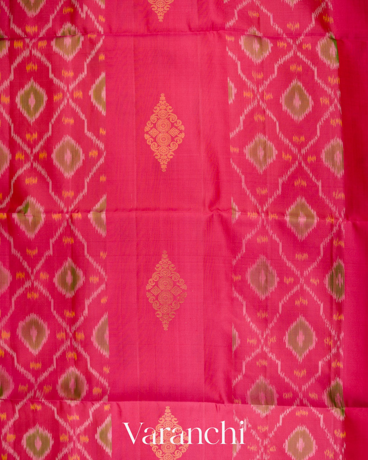 Rani Pink Pochampally Pure Soft Silk Handloom Saree