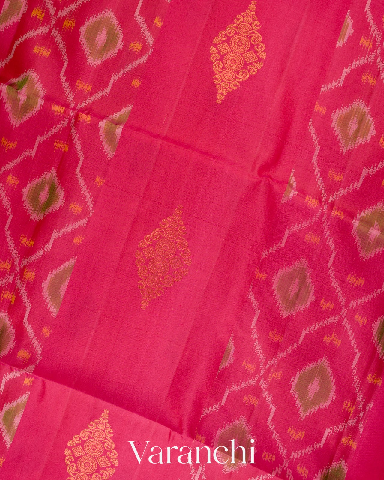 Rani Pink Pochampally Pure Soft Silk Handloom Saree