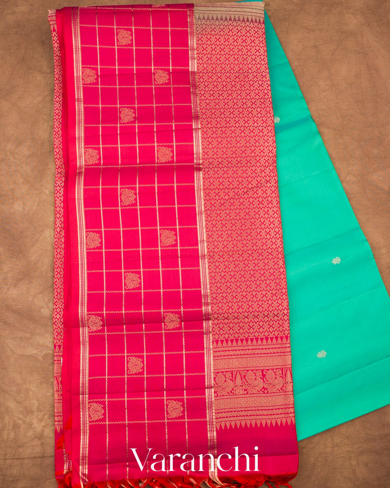 Turquoise Pure Soft Silk Handloom Saree