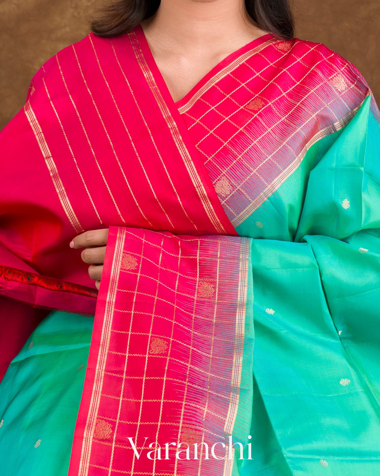 Turquoise Pure Soft Silk Handloom Saree