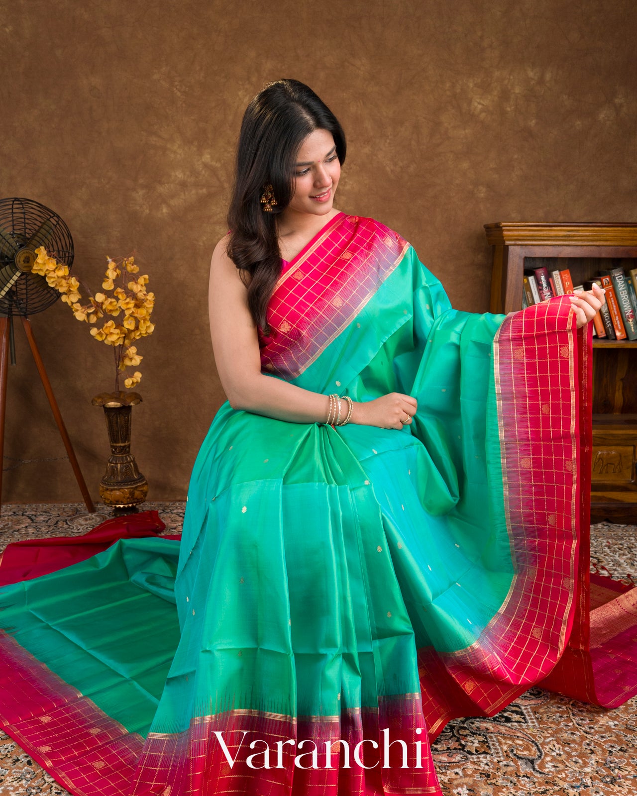 Turquoise Pure Soft Silk Handloom Saree
