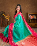 Turquoise Pure Soft Silk Handloom Saree