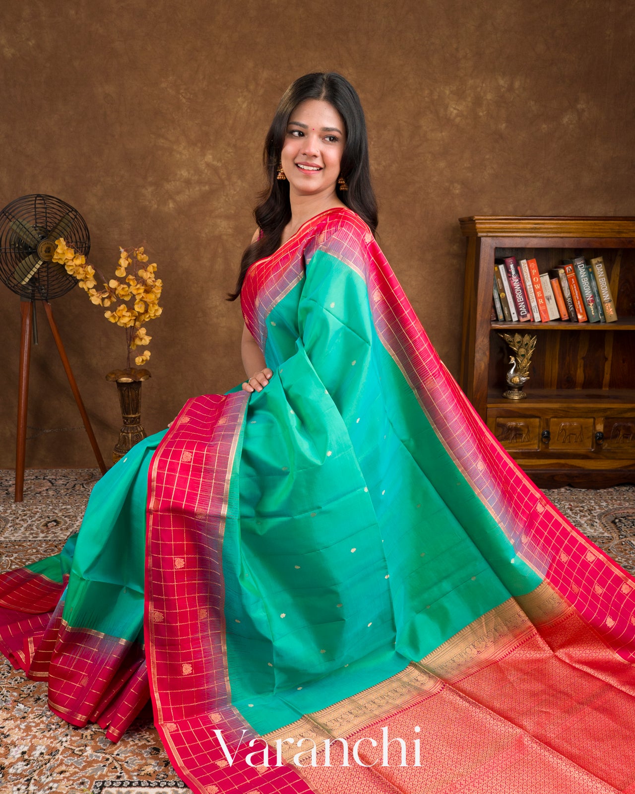 Turquoise Pure Soft Silk Handloom Saree