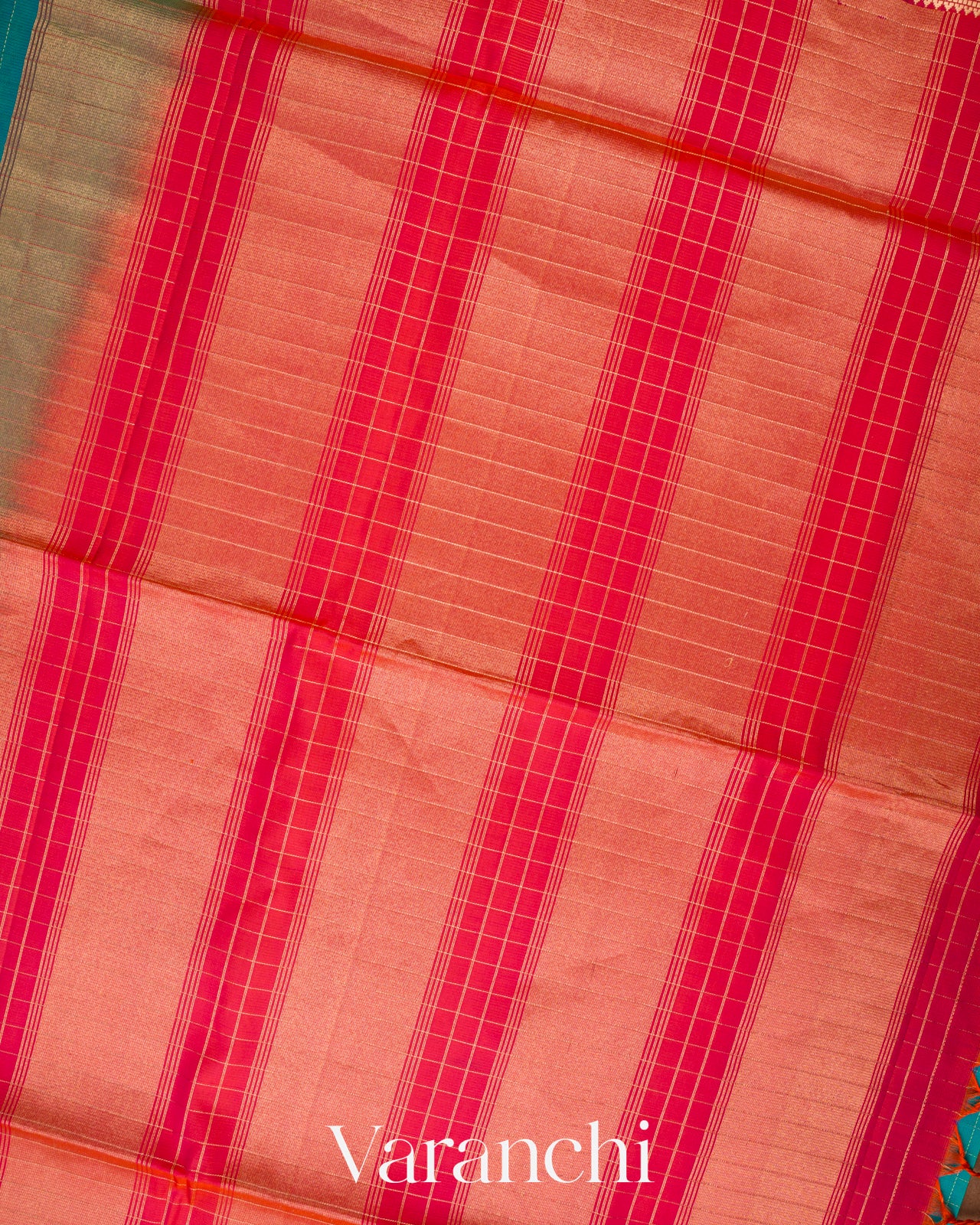 Turquoise BluePure Soft Silk Handloom Saree