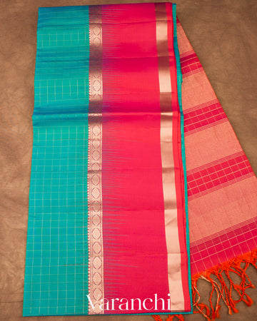 Turquoise BluePure Soft Silk Handloom Saree